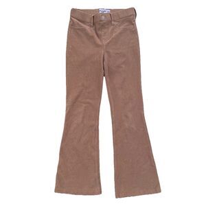 Abercrombie Girls Winter Tan Khaki Corduroy Velour Flare Leg Pull On Pants 11-12